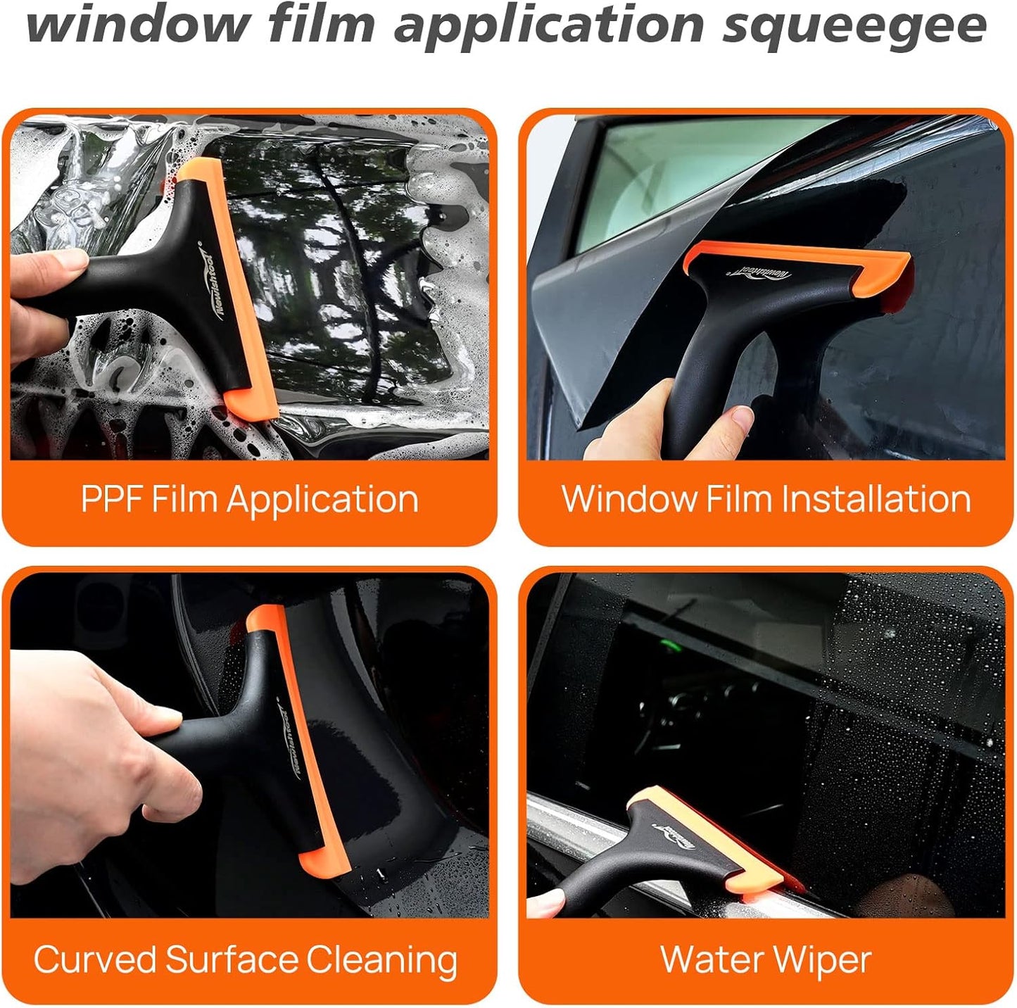 NEWISHTOOL Bathroom Shower Squeegee 5.9 Inch Soft Silicone Blade Squeegee for Shower Glass Door Mirrors Car Windshield, Kitchen Squeegee Countertops Cleaning and Water Removal Scraper w/Hanging Hole