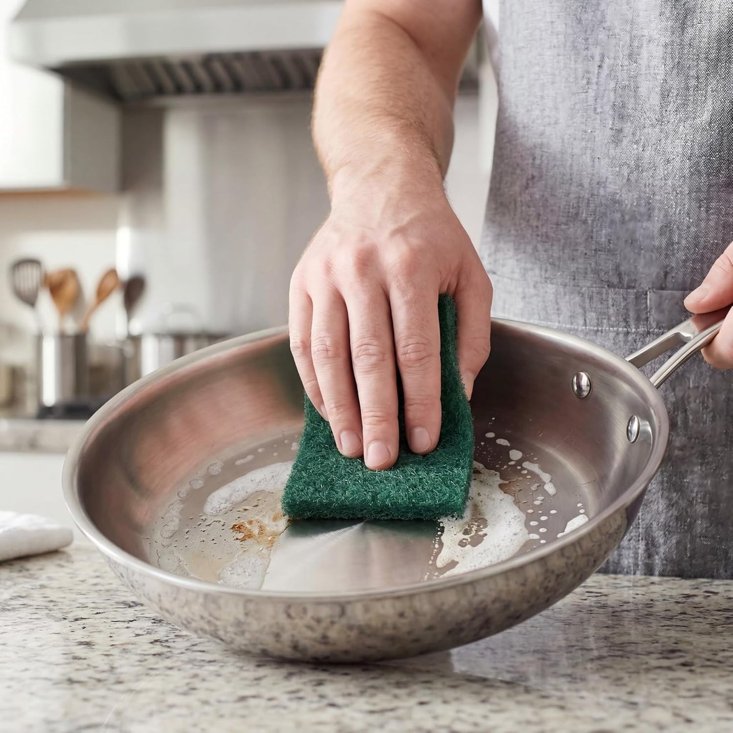 Scrubbing Pads, 6-Pack Green Kitchen Cleaning Scourer – Heavy Duty Scrubber for Pots, Stovetops, Range Hoods, Easy Rinse, Degreasing & Descaling by Ha-Fish&Flame-Gua