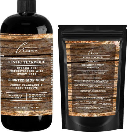 Lapew Black Sea Scented Cleaning Bundle | Carpet Deodorizer Powder (16 oz) & Mop Soap Concentrate (36 oz) | Pet-Friendly Odor Eliminator - Colors A