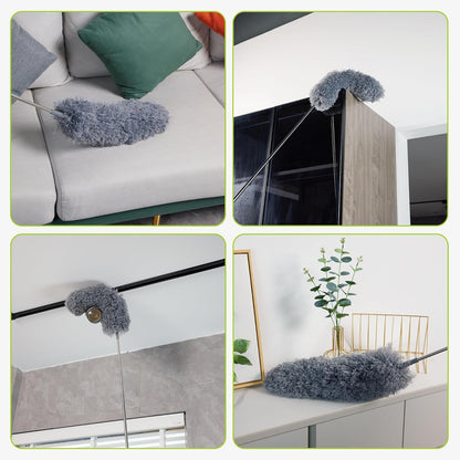 IVYROLL Cobweb Duster with Extension Pole, Spider Web Brush & Ceiling Cleaning Kit, 100" Microfiber Feather Duster Cleaner with Washable Head for Ceiling Fan, Furniture, Home