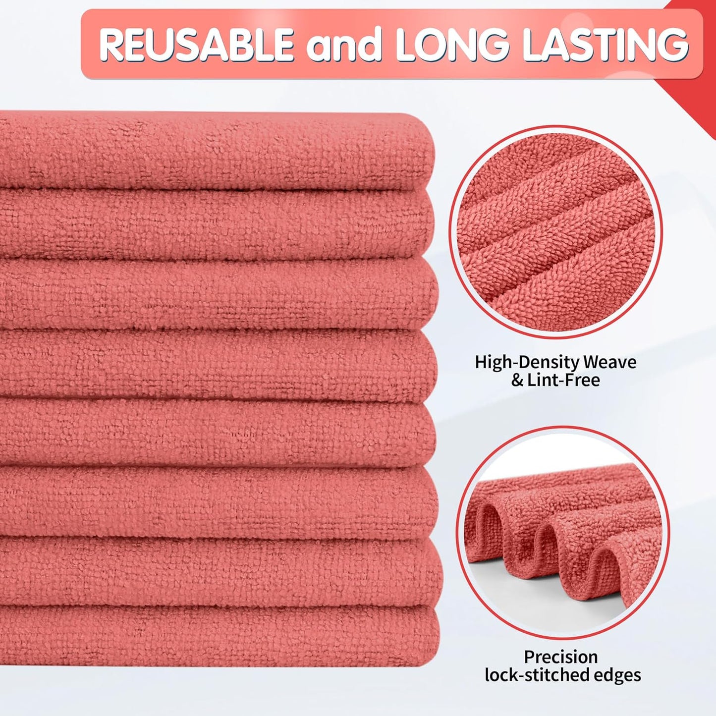 FIXSMITH Microfiber Cleaning Cloth - Pack of 8, Size: 12 x 16 in, Multi-Functional Cleaning Towels, Highly Absorbent Cleaning Rags, Lint-Free, Streak-Free Cleaning Cloths for Car Kitchen Home