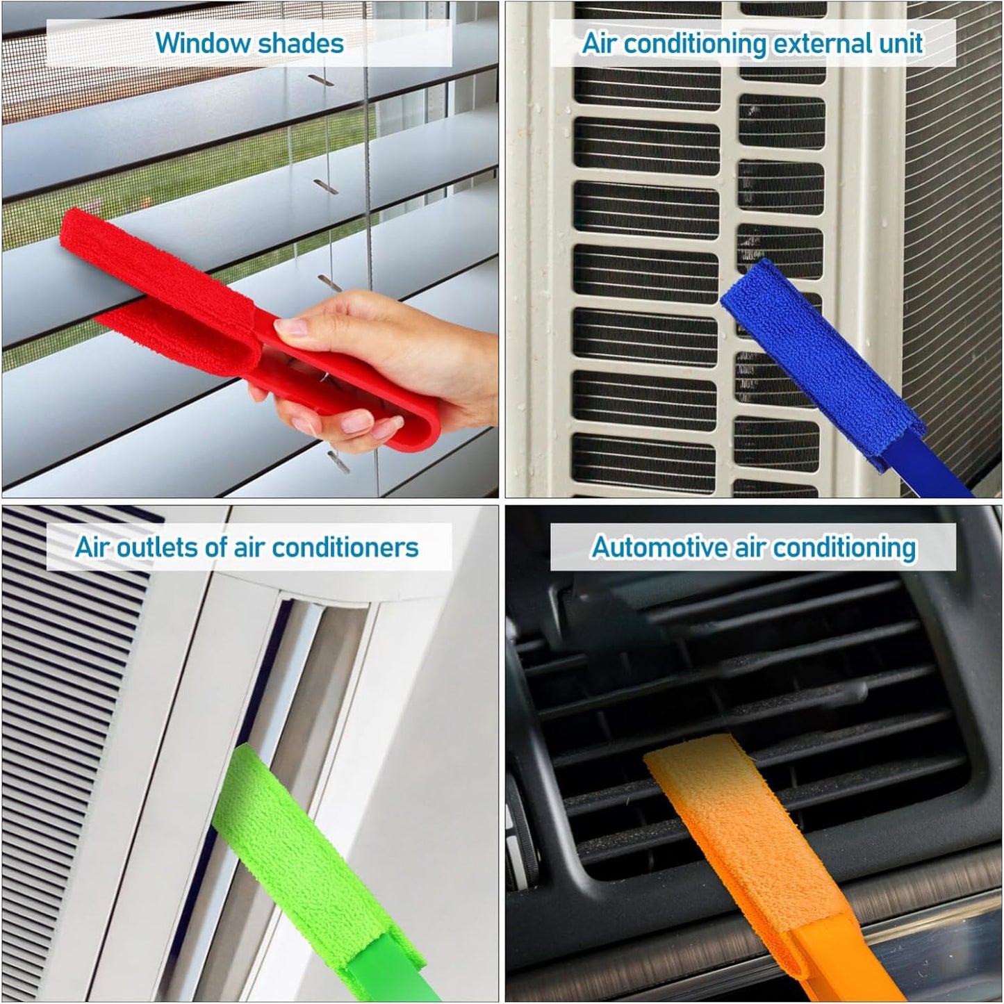 Lurrose 4 Pack Blinds Duster, Window Blind Cleaner Duster Brush with Microfiber Sleeves Blinds Cleaning Tools for Window Fans