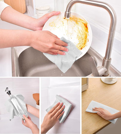KitchLife Microfiber Cleaning Cloth Roll - Tear-Away Reusable Microfiber Paper Towels, Lint-Free, Washable, 20 Sheets for Kitchen, Car, Dishes, and Sensitive Surfaces (Pink)