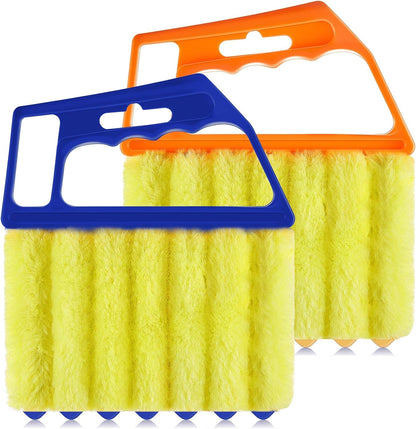 Geiserailie 1 Pcs Window Venetian Blind Cleaner Duster Tool Washable 7 Fingers Dusting Cleaner and Air Vent Shutter Brush Blinds Air Conditioner Fan Duster Dirt Housekeeping Tool (Orange)