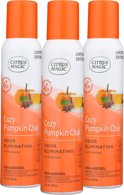 Citrus Magic Limited Edition Natural Odor Eliminating Air Freshener Spray, Orange Spice Cider, 3-Ounce, Pack of 3