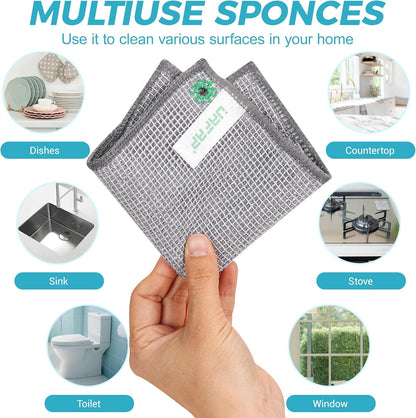 12 PCS Non Scratch Wire Dishcloth, Cleans Fast Without Scratching, Stands Up to Stuck-on Grime, Multi-Surface Safe, Wire Dishwashing Rag Cleaning Power for Everyday Jobs 7.87“ x 7.87”