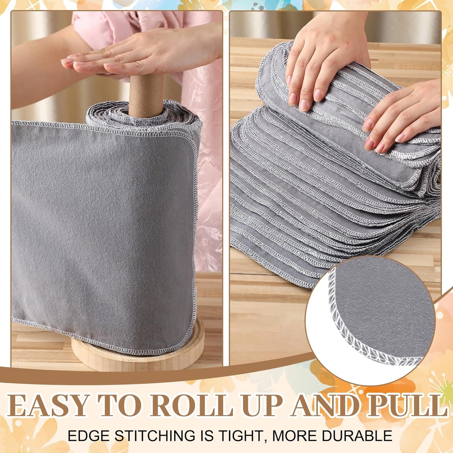 36 Pack Vintage Reusable Cleaning Cloths Washable Cotton Kitchen Towels for Home (Gray)
