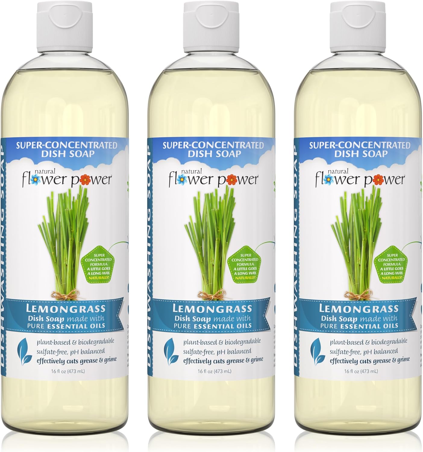 Natural Flower Power Liquid Dish Soap Refill – 66 Fl Oz Refills 4X – Plant-Based & Scented w/Pure Essential Oils – Natural Dishwashing Detergent – Sulfate-Free Kitchen Soap (Lavender)