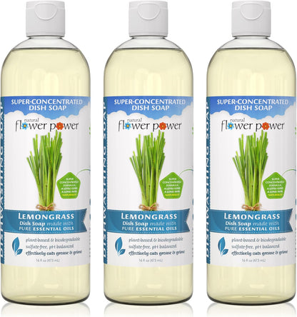 Natural Flower Power Liquid Dish Soap Refill – 66 Fl Oz Refills 4X – Plant-Based & Scented w/Pure Essential Oils – Natural Dishwashing Detergent – Sulfate-Free Kitchen Soap (Lavender)