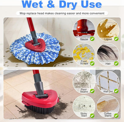 Mop Heads Replacement for Ocedar, Mop Replace Head for Ocedar EasyWring 1 Tank, Microfiber Spin Mop Refills, Include 5 Spin Mop Replacement Head Deep Cleaning Machine Washable with 2 Scrubber Mop Head
