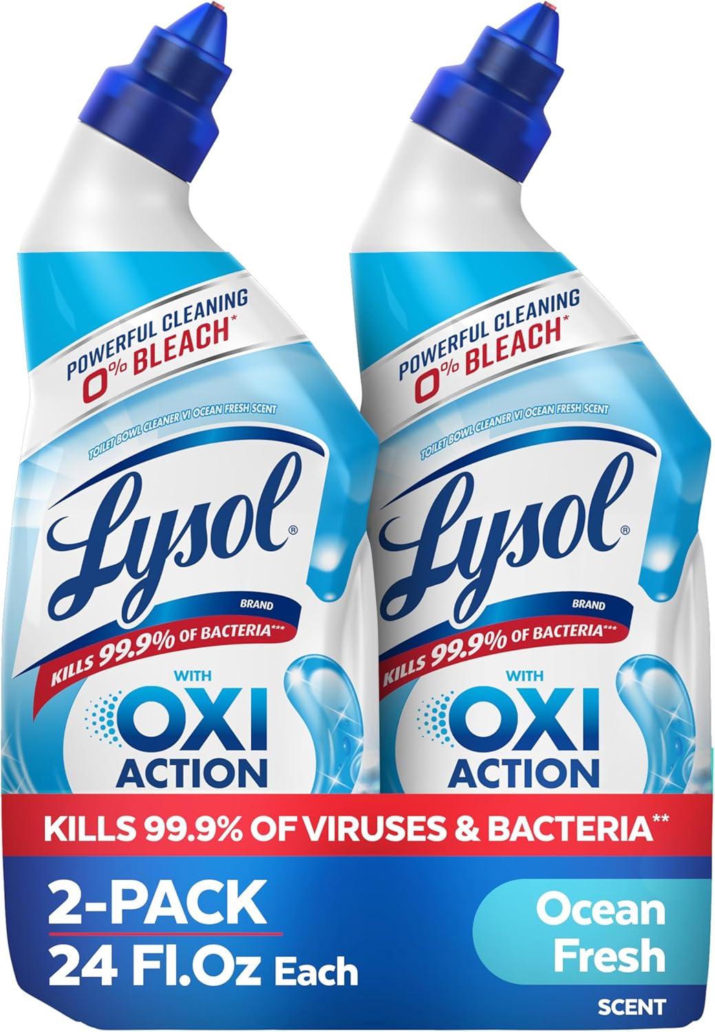 Lysol Toilet Bowl Cleaner Gel, For Cleaning and Disinfecting, Septic Safe Toilet Bowl Cleaner, Lavender & Cotton Blossom Scent, 24 oz, (Pack of 2)