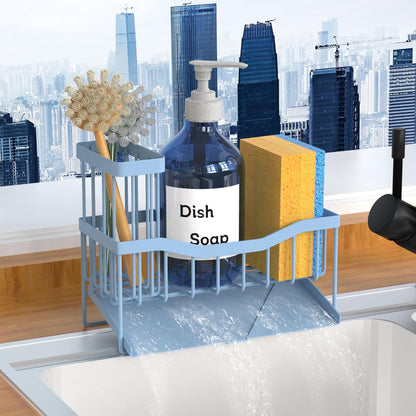 Fssvcd Maifan Sink Caddy Sponge Holder for Kitchen with Brush Holder and Stainless Steel Self Drain Tray, Rustproof Kitchen Sink Organizer for Sponge, Soap Dispenser Storage Accessories