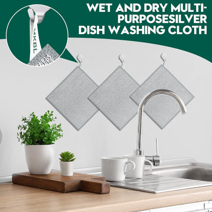 Steel Wool Scrubber, Wire Dishwashing Rags, 10 Pcs Multipurpose Wire Dishcloth, Wet & Dry for Cookware, Sinks, Dishes, Stoves & Fireplaces 5.9“ x 3.9”