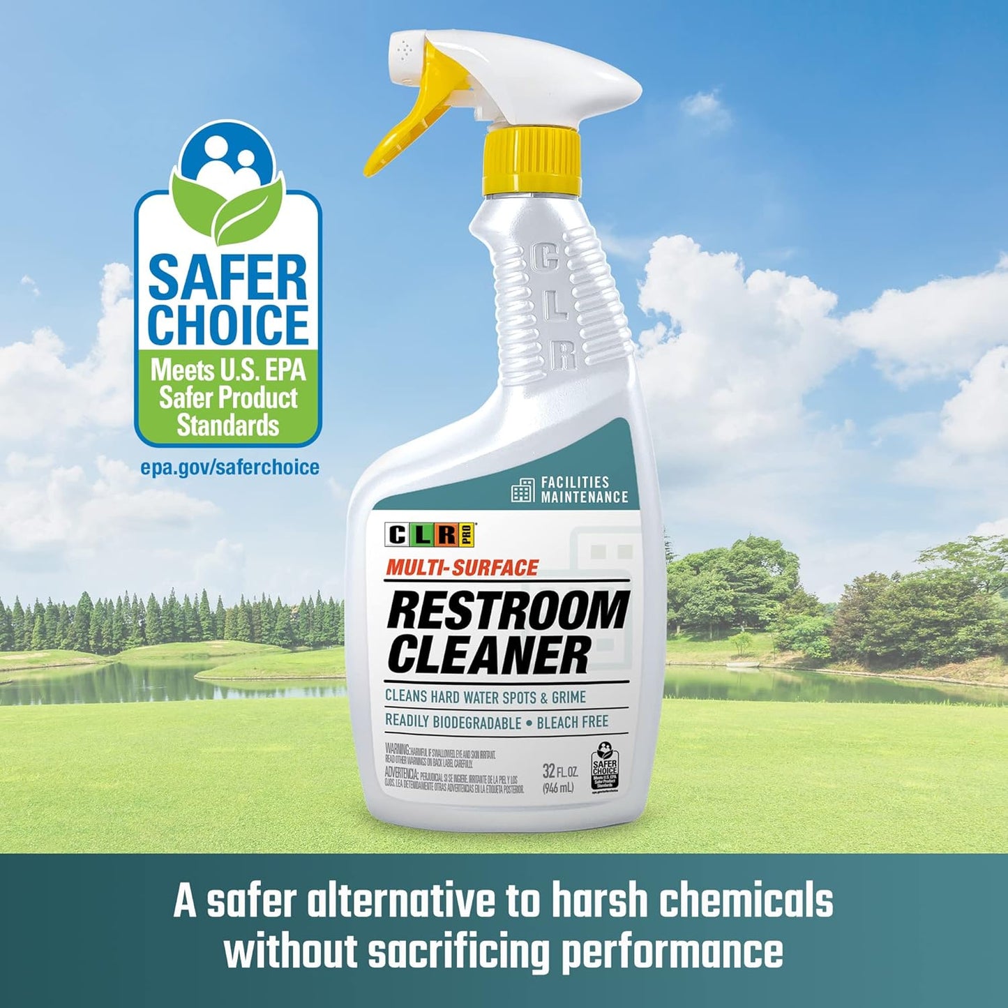 CLR PRO Calcium, Lime & Rust Remover - Quickly Removes Calcium and Lime Deposits, Stubborn Rust Stains, and Household Hard Water Deposits (32 Ounce Spray (Pack of 6))