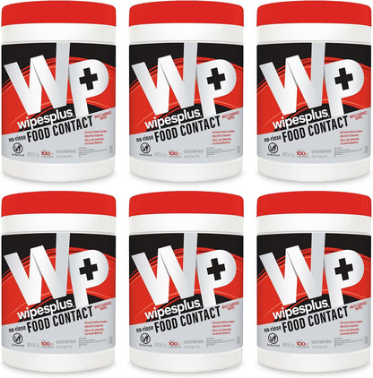 WIPESPLUS Cleaning Wipes All Purpose Food Contact - No Rinse, No Residue, Quick Dry Formula, Disinfecting Wipes For Restaurants, Foodservice, Schools - Canister, 100 Count