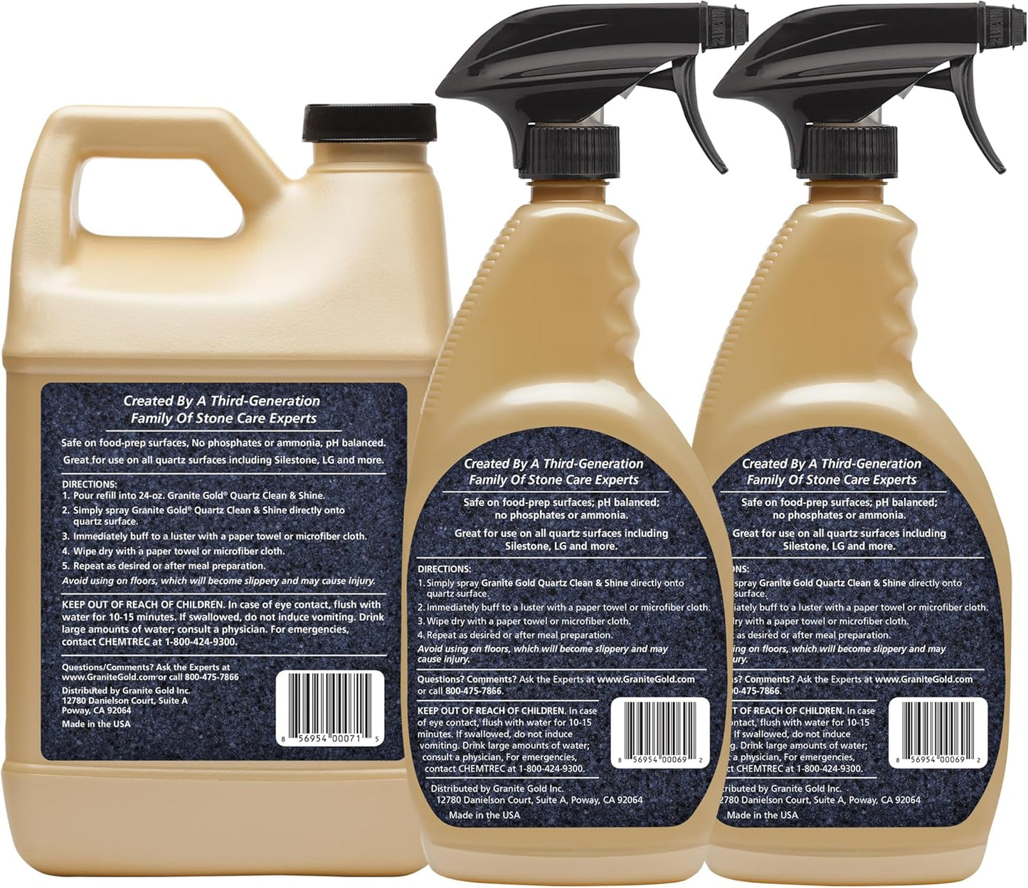 Granite Gold Quartz Clean & Shine Streak-Free Cleaner Deeps Cleans and Polishes All Quartz Surfaces Including Silestone, LG, and More, 24 Fl Oz (Pack of 1)