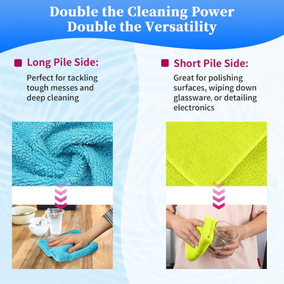 FIXSMITH Microfiber Cleaning Cloth - Pack of 8, Size: 12 x 16 in, Multi-Functional Cleaning Towels, Highly Absorbent Cleaning Rags, Lint-Free, Streak-Free Cleaning Cloths for Car Kitchen Home