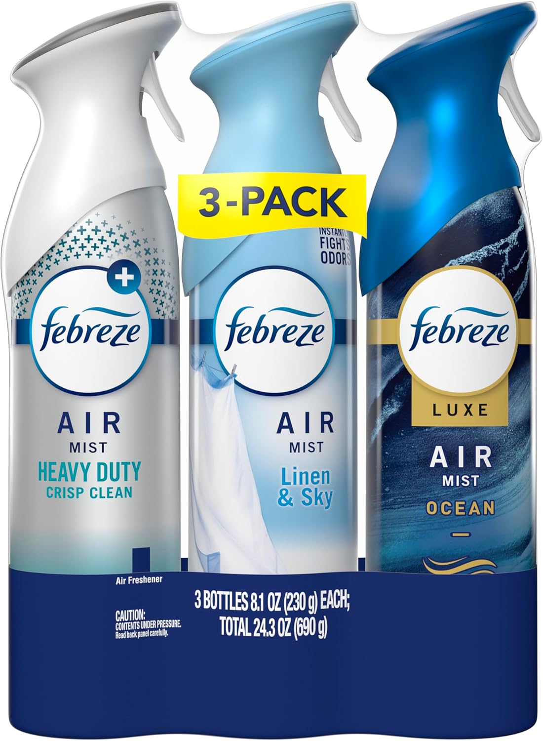 Febreze Air Mist, Air Freshener Spray, Odor Fighting Room Spray, Deodorizer for Home Bathroom Kitchen Office Apartment Dorm Room Classroom, Kitchen Base Mix, 8.1oz, 3ct