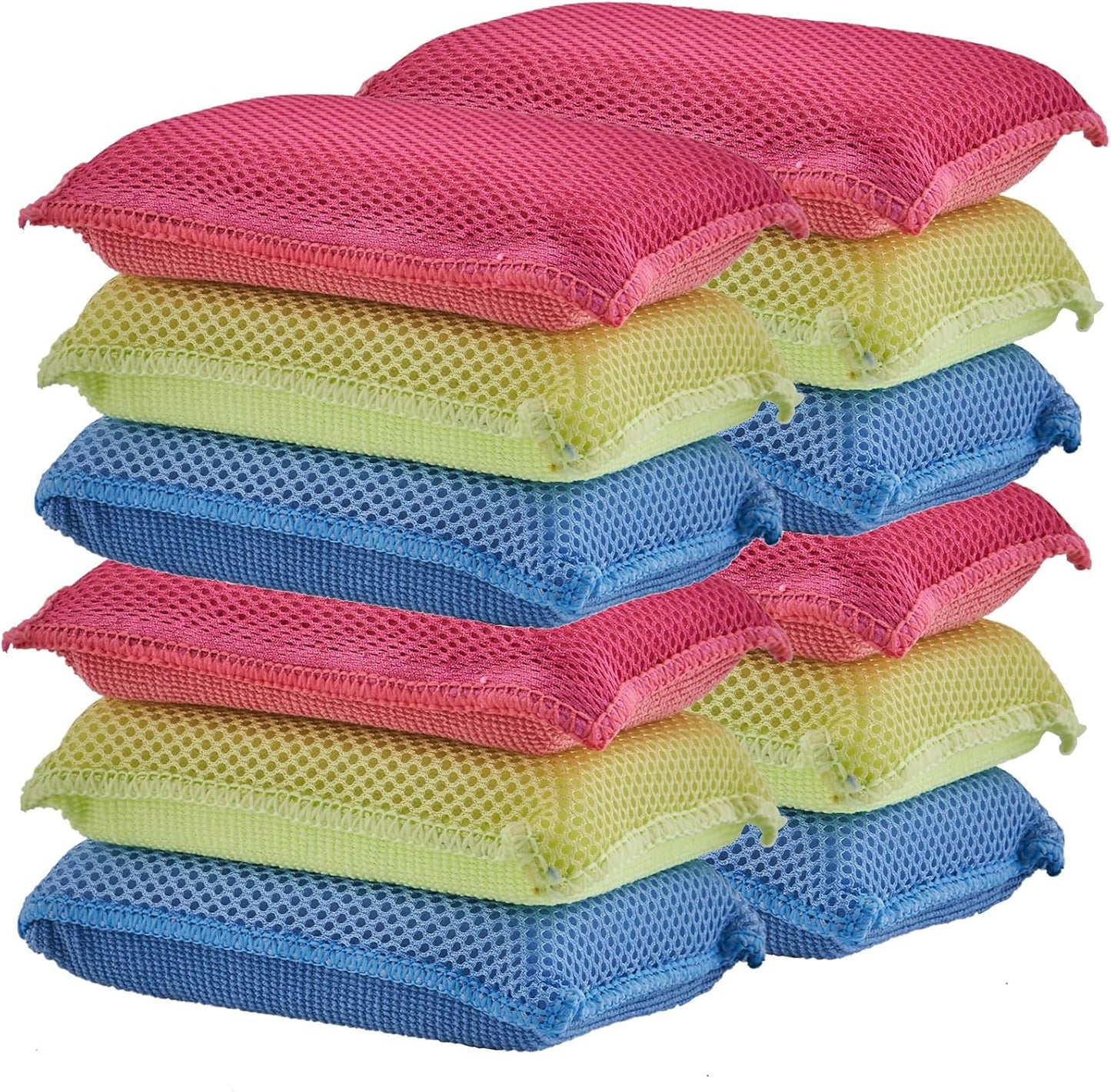 Superio Miracle Microfiber Sponges for Kitchen 3-Pack Red Yellow Blue, Kosher Non-Scratch Sponge Scrubber Heavy Duty Multi-Purpose Cleaning of Dishes, Pots, Pans and Counter tops, Machine Washable