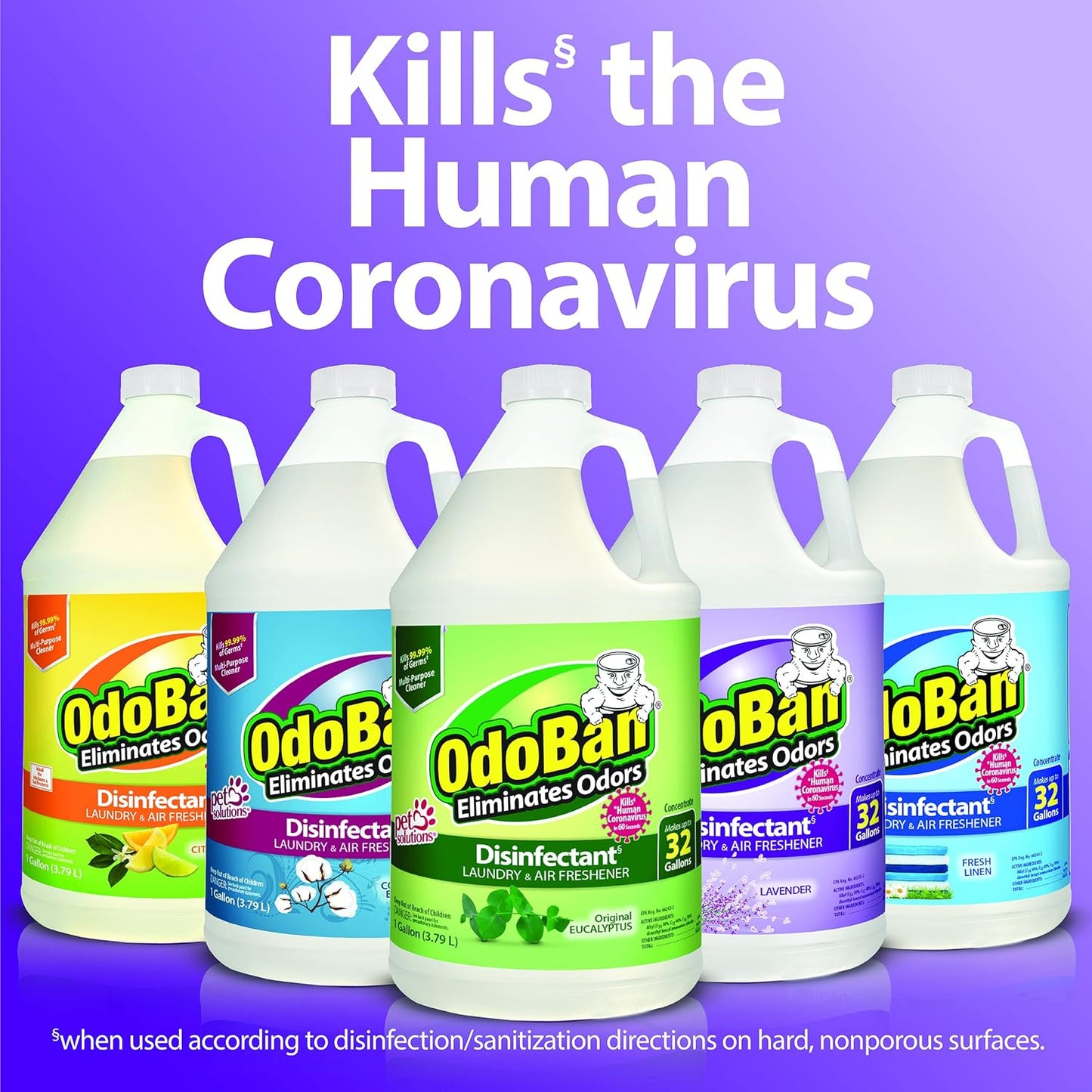 OdoBan Disinfectant Concentrate and Odor Eliminator, 2 Gallons, Citrus Scent