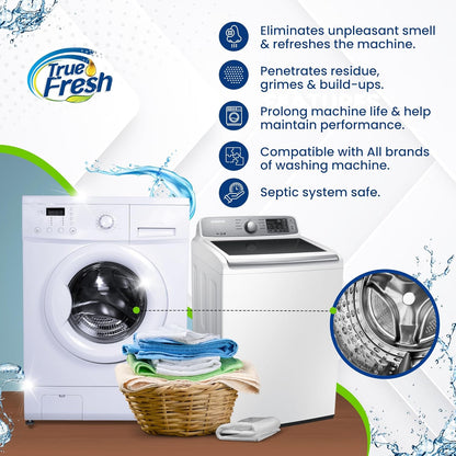 True Fresh Washing Machine Cleaner Effervescent Tablets, 25 Solid Deep Cleaning Tablet, Finally Clean All Wash Machines Including HE Front Loader Top Load, No more Stinky Grimy Washer tub