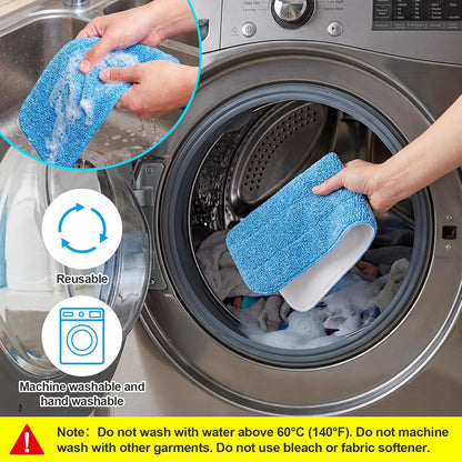 HOMEE Reusable Microfiber Mop Pads, 6 Pack 18"x 6" Mop Head Replacement, Wet/Dry Home & Commercial Cleaning Scrubbing Floor Pad - Blue,Grey,Purple