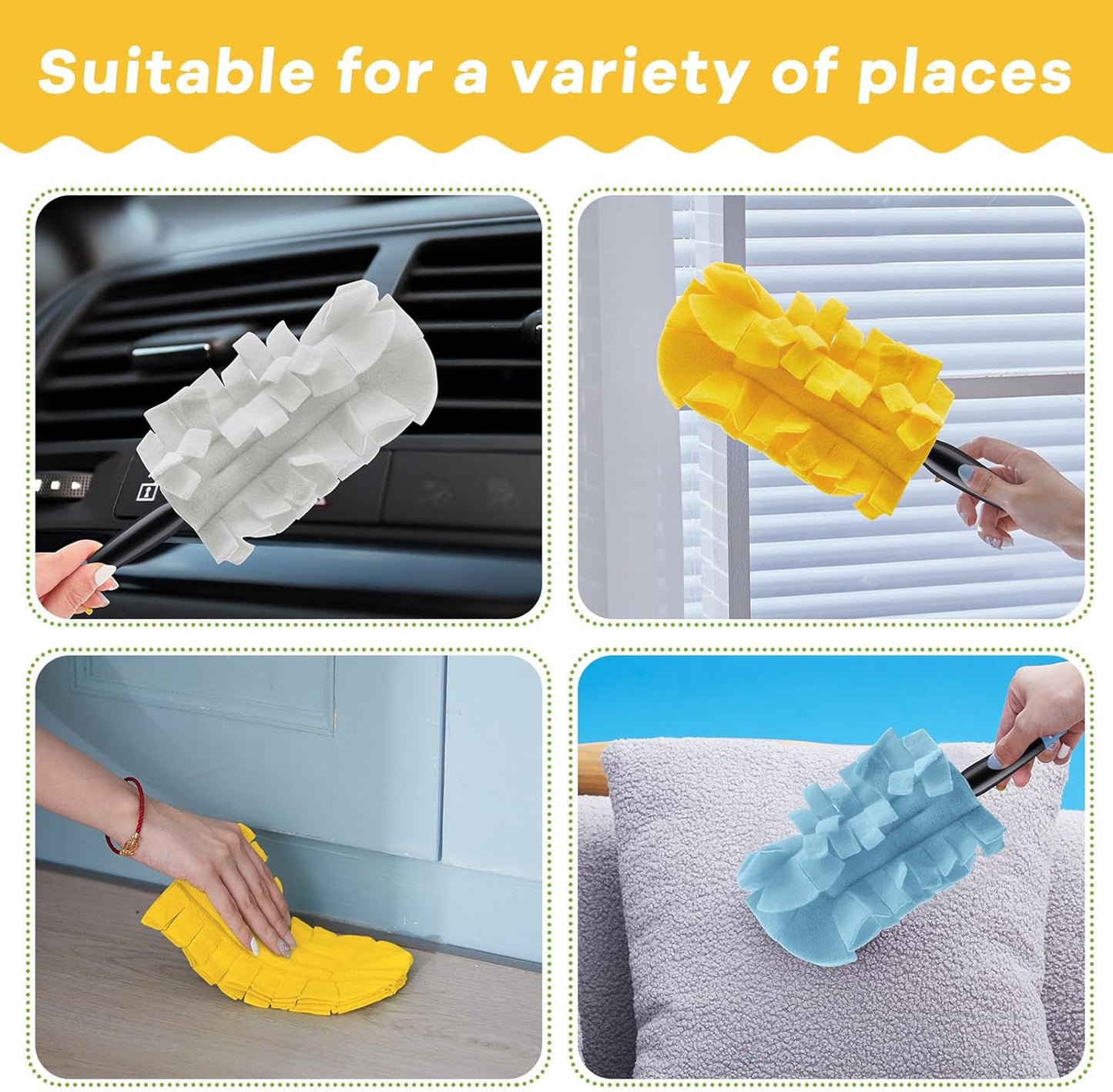 Zubebe 12 Pcs Duster Refill Reusable Fleece Duster Refills Feather Flat Dusters Multi Surface Washable Cleaning Pads Tools for Home, Blinds, Car, Pet, Furniture, Fans (Dark Color)