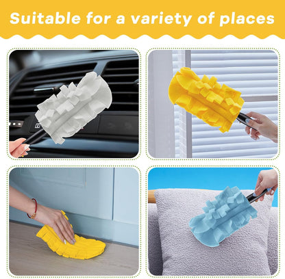 Zubebe 12 Pcs Duster Refill Reusable Fleece Duster Refills Feather Flat Dusters Multi Surface Washable Cleaning Pads Tools for Home, Blinds, Car, Pet, Furniture, Fans (Dark Color)