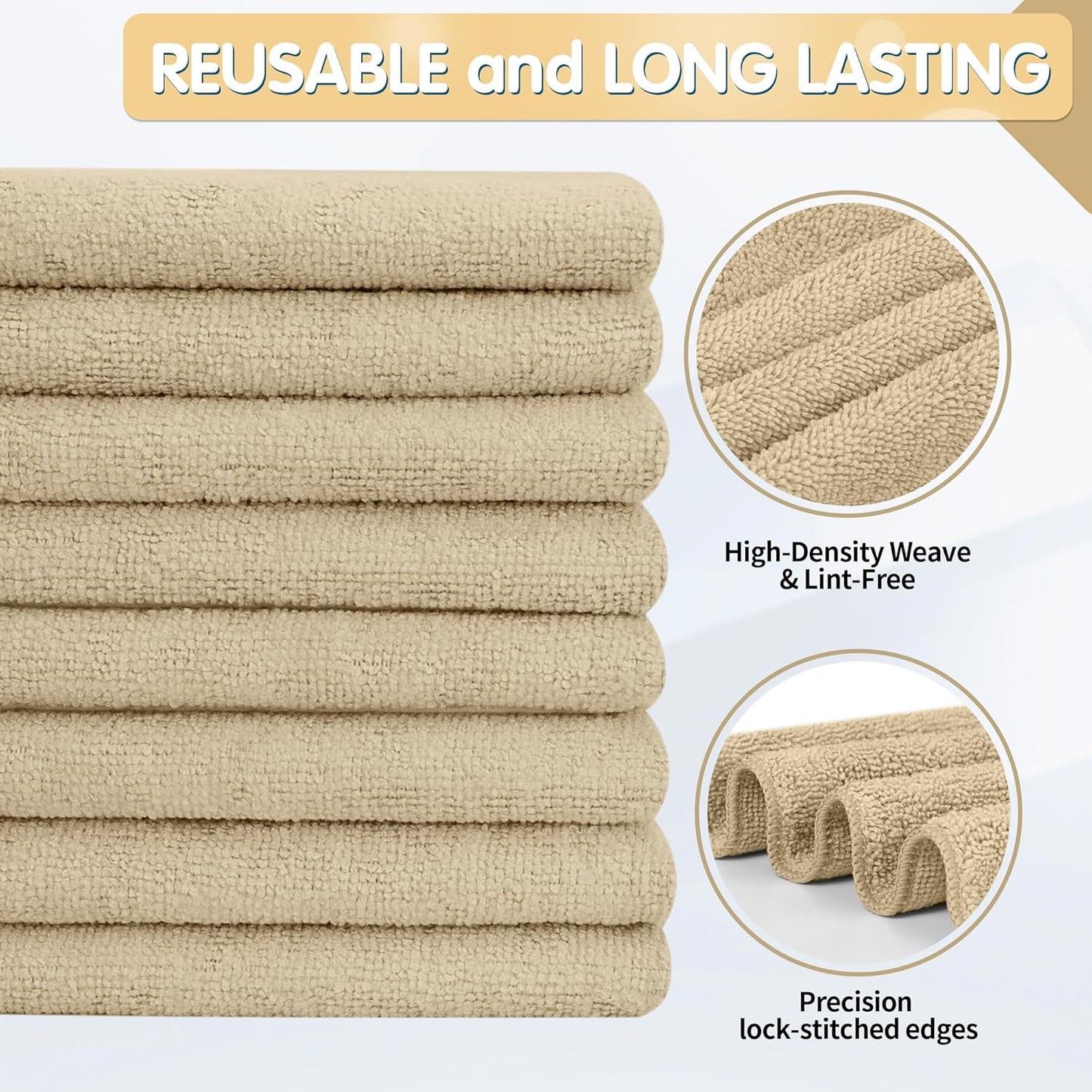 FIXSMITH Microfiber Cleaning Cloth - Pack of 8, Size: 12 x 16 in, Multi-Functional Cleaning Towels, Highly Absorbent Cleaning Rags, Lint-Free, Streak-Free Cleaning Cloths for Car Kitchen Home