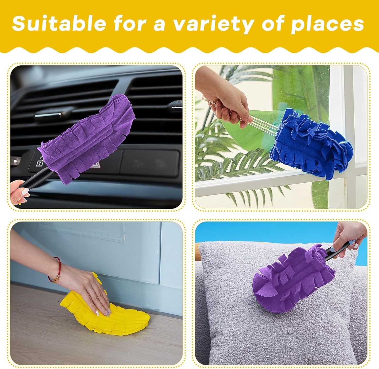 Zubebe 12 Pcs Duster Refill Reusable Fleece Duster Refills Feather Flat Dusters Multi Surface Washable Cleaning Pads Tools for Home, Blinds, Car, Pet, Furniture, Fans (Dark Color)