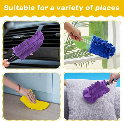 Zubebe 12 Pcs Duster Refill Reusable Fleece Duster Refills Feather Flat Dusters Multi Surface Washable Cleaning Pads Tools for Home, Blinds, Car, Pet, Furniture, Fans (Dark Color)