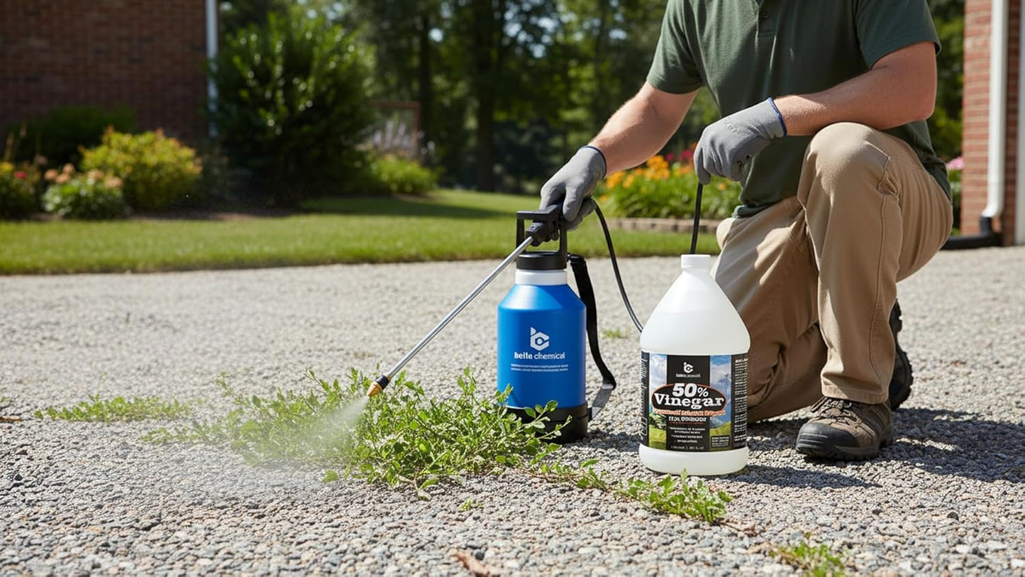 Belle Chemical 50% Pure Concentrated Vinegar – 12.5x Stronger – Indoor and Outdoor Cleaner (1 Gallon)