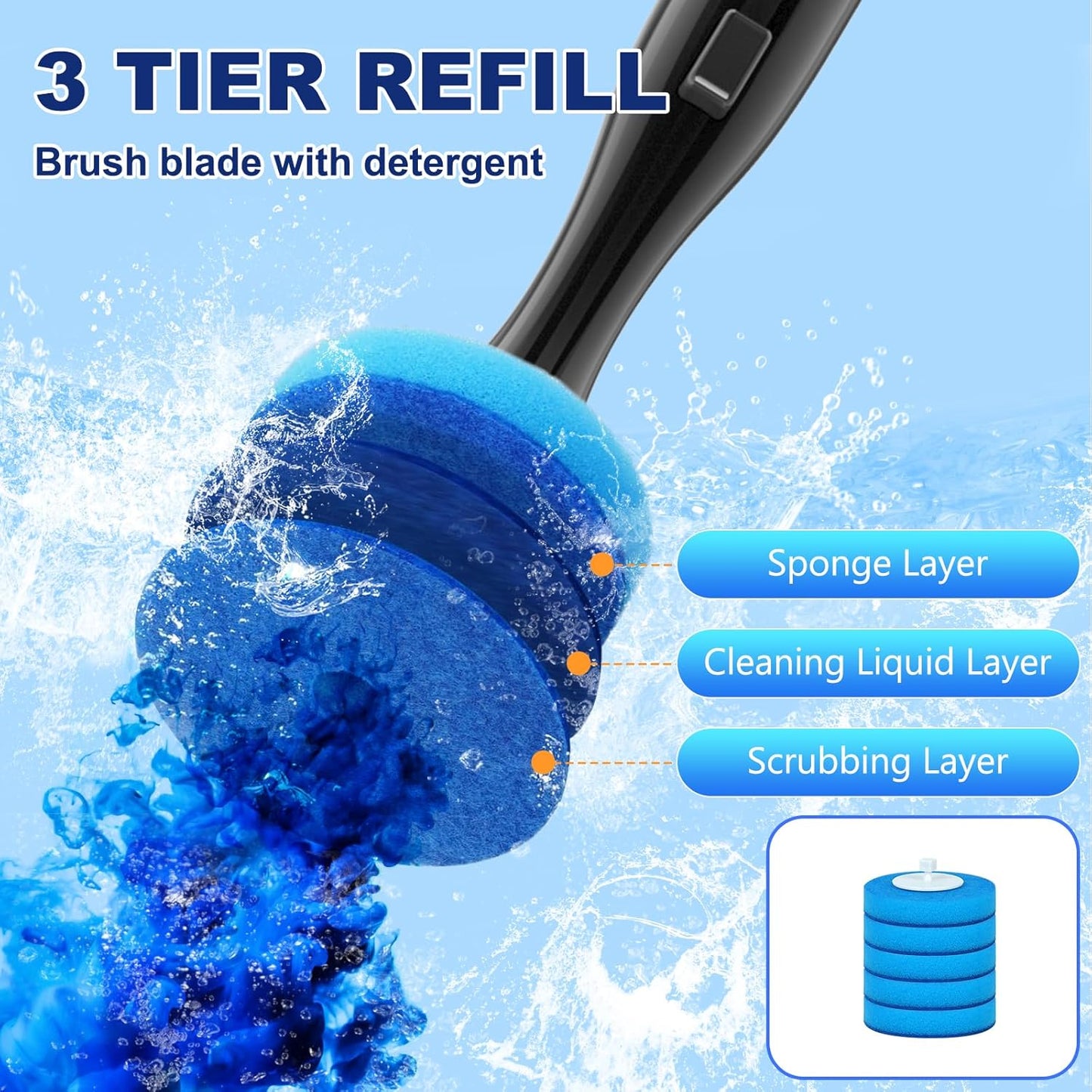 Electric Toilet Brush and Holder Set, Electric Toilet Bowl Brush, Toilet Brush Cleaner Set with 5 Refills Disposable Cleaner Brush, Floor Standing, Wall Mounted Without Drilling, Rechargeable, White