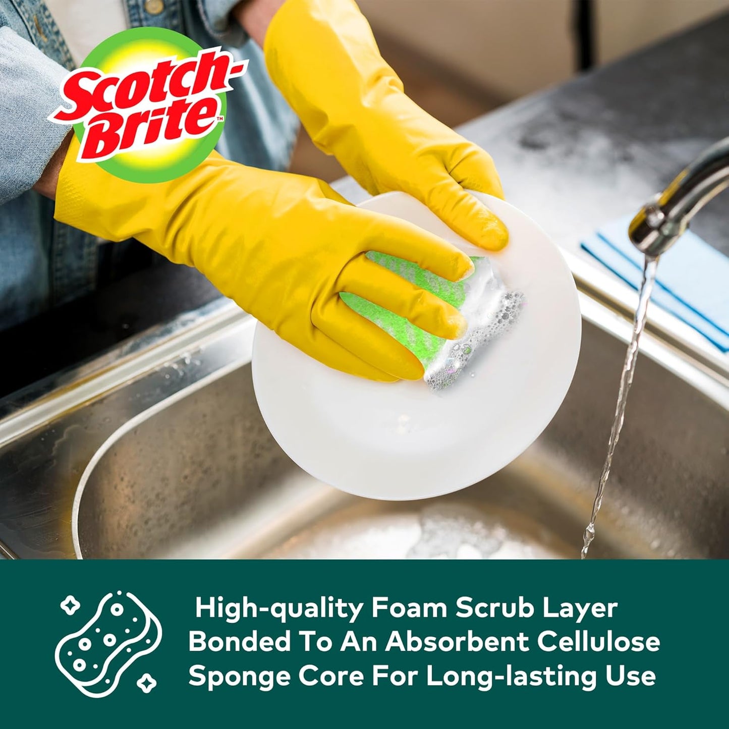 Scotch-Brite ocelo Non-Scratch Scrub Sponges, Assorted Designs, Scratch-Free for Nonstick Cookware & Dishes, Kitchen & Bathroom Use, Reusable Multi-Surface Cleaning Sponges (12 Count (Pack of 3))