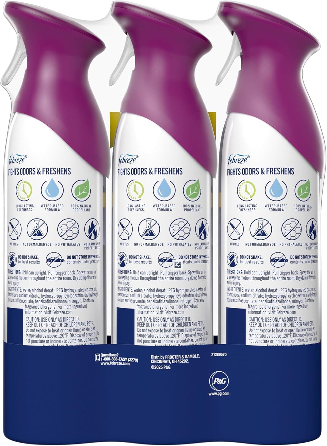 Febreze Air Mist, Air Freshener Spray, Odor Fighting Room Spray, Deodorizer for Home Bathroom Kitchen Office Apartment Dorm Room Classroom, Downy Calm Lavender & Vanilla Bean Scent, 8.1oz (Pack of 3)