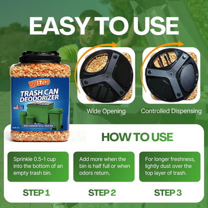 Trash Can Deodorizer 1.5lbs - Outdoor Trash Can Deodorizer & Liquid Waste Absorber, (Made in USA) Biodegradable Trash Can Odor Eliminator, Neutralizes Garbage Smells & Absorbs Liquids - 7 Cups