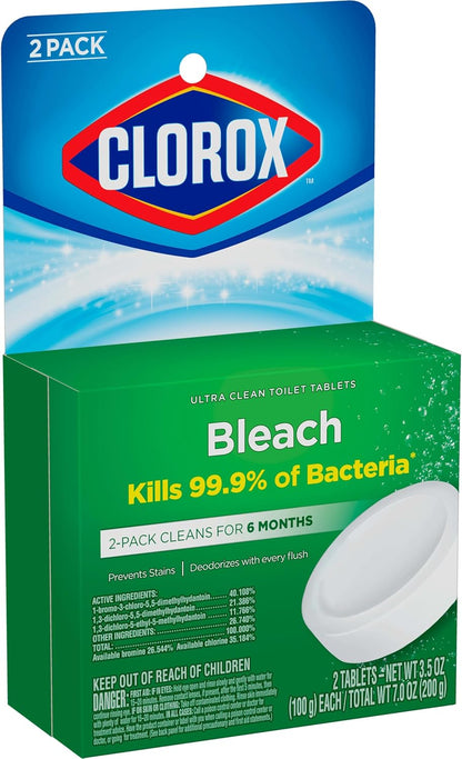 Clorox Ultra Clean Toilet Tablets Bleach 4 Count, 3.5 Ounces Each (Package May Vary)