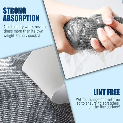 Glass Polishing Cloth Streak Free Miracle Cleaning Cloth Lint Free Microfiber Cleaning Rags for Glasses Kitchen Dish Mirrors Easy Clean, Pack of 6, 12" x 12"