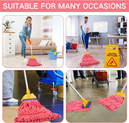 Lallisa 4 Pcs Commercial Mop Head Replacement Tube Microfiber Industrial Looped End Mop Heads Refill for Floor Cleaning for Home Commercial Industrial Use(Large,Blue)