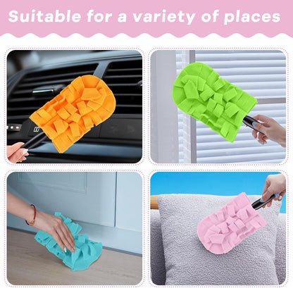 Zubebe 12 Pcs Duster Refill Reusable Fleece Duster Refills Feather Flat Dusters Multi Surface Washable Cleaning Pads Tools for Home, Blinds, Car, Pet, Furniture, Fans (Dark Color)