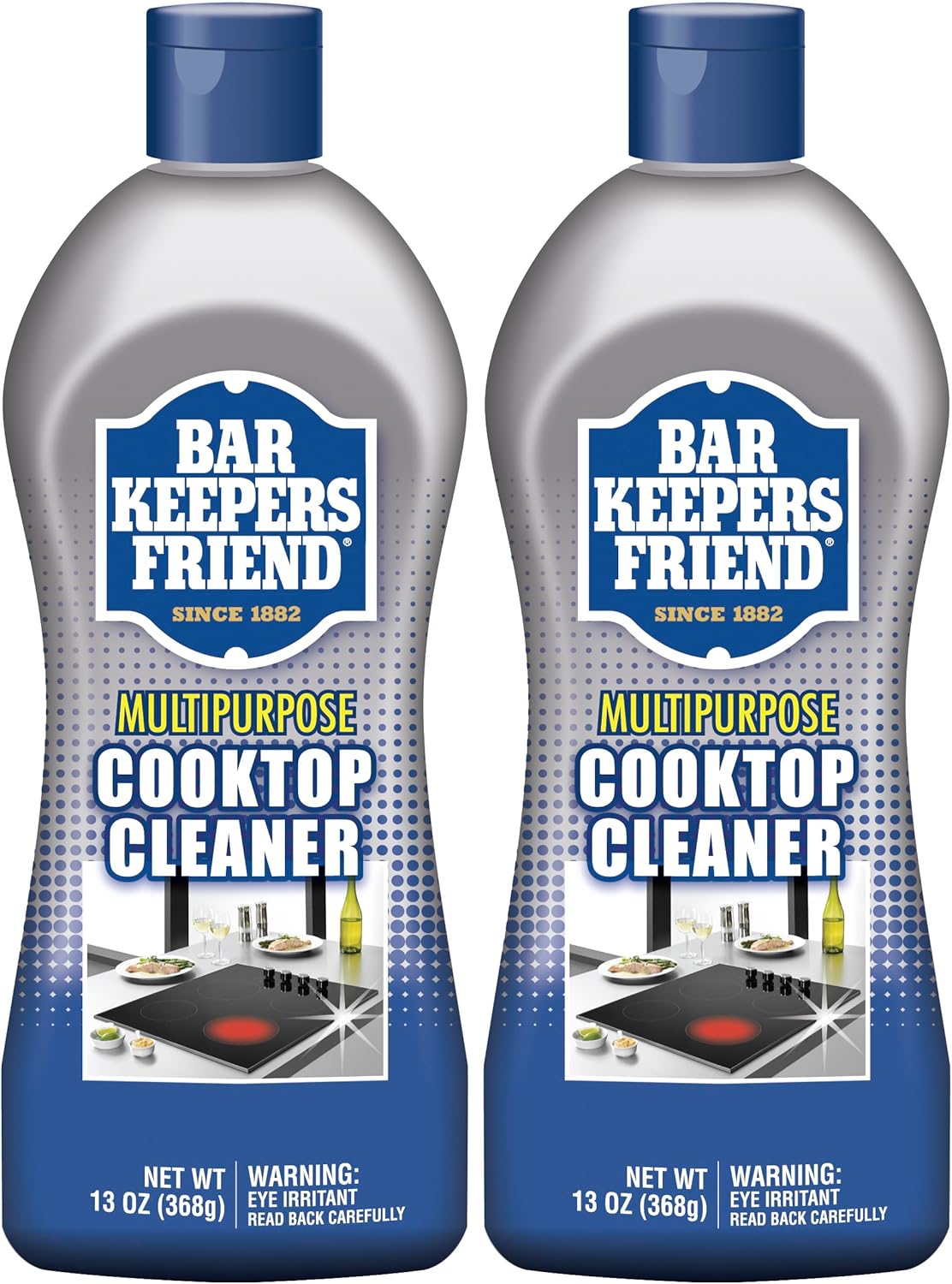 Bar Keepers Friend Cooktop Cleaner (2 x13 oz) Multipurpose Liquid Stovetop Cleanser - Safe for Use on Glass or Ceramic Cooking Surfaces, Copper, Brass, Chrome, and Stainless Steel & Porcelain Sinks
