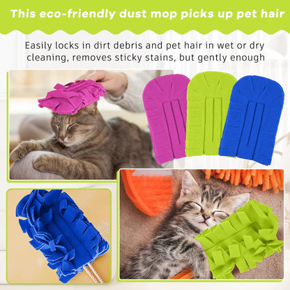 Zubebe 12 Pcs Duster Refill Reusable Fleece Duster Refills Feather Flat Dusters Multi Surface Washable Cleaning Pads Tools for Home, Blinds, Car, Pet, Furniture, Fans (Dark Color)