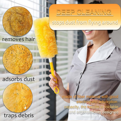 30 Pack Duster Refills Compatible with Swiffer Duster, Heavy Duty Multi Surface Duster Replacement with 1 Extra Handle for Cleaning Furniture, Blinds, Ceiling Fans and Car