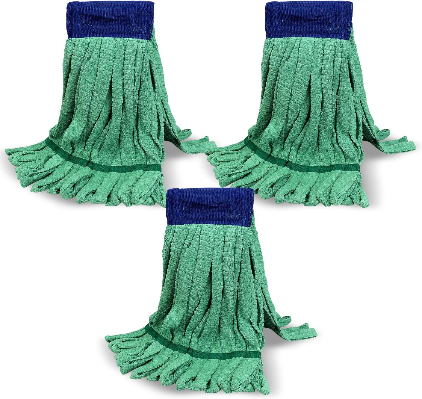Heavy Duty Commercial Mop Head Replacement Microfiber Tube Mop Heads for Floor Cleaning: 3 Packs Looped End Wet Mop Head Refill for Home Commercial Industrial Use (Yellow)