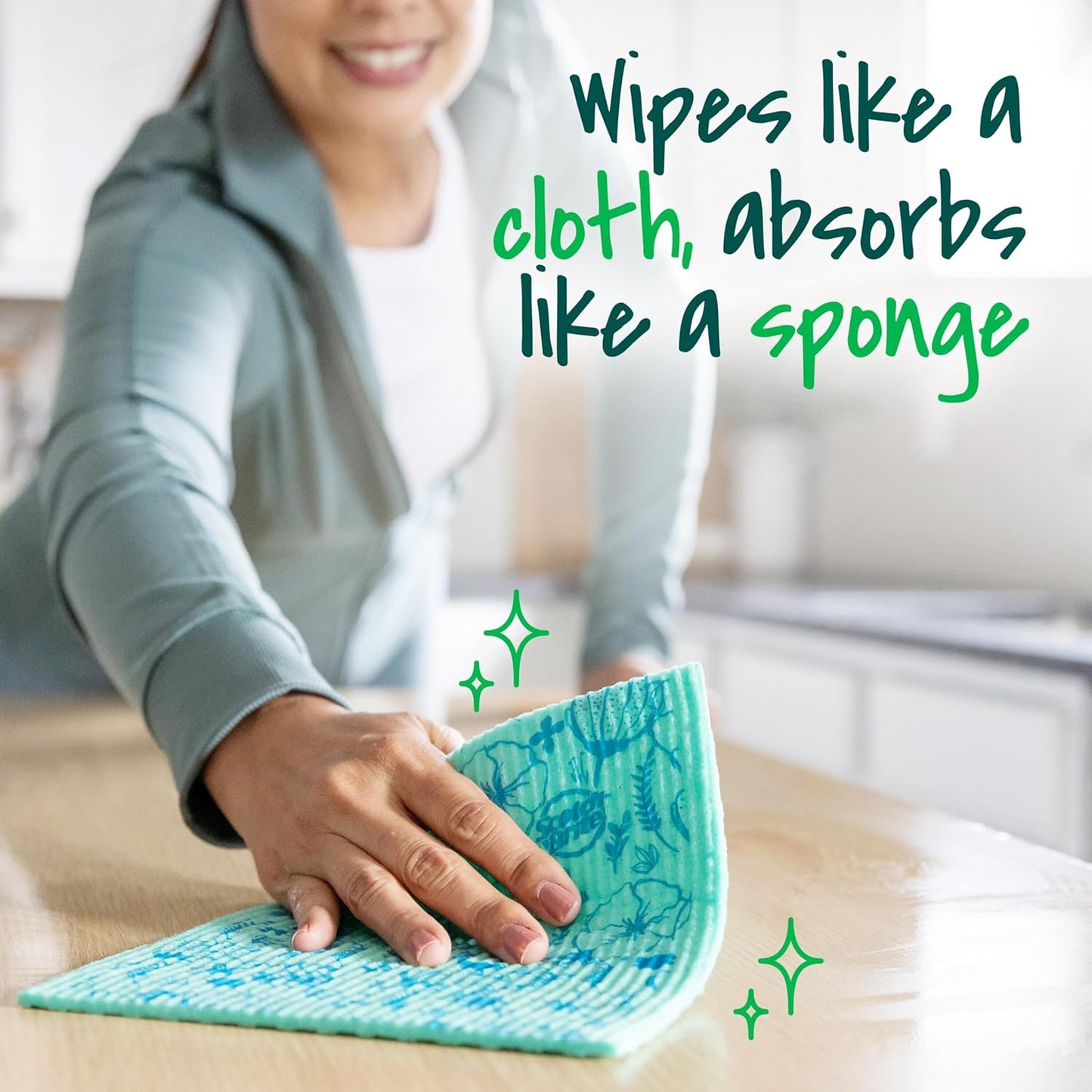 Scotch-Brite Stay Clean Scrubbing Dish Cloths, Rinses Clean and Dries Quick, 2 Non-Scratch Dish Cloths
