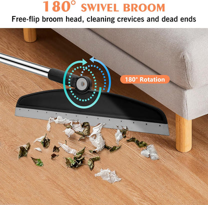 Multifunction Silicone Broom, 54 Inch Long Handle Silicone Floor Squeegee Broom, Sweep and Scrape 2 in 1 Household Cleaning Rubber Broom for Floor, Bathrooms, Kitchens, Showers, Tile, Pet Hair, Glass