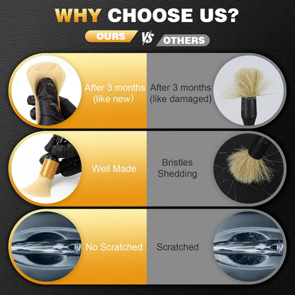 10PCS Car Detailing Brush Set,Boars Hair Car Cleaning Detail Brush kit,Ultra Soft No Scratch Car Dust Brush,Car Interior Detailing Brushes Kit,Detail Brushes Car Detailing for Interior Exterior(gold)
