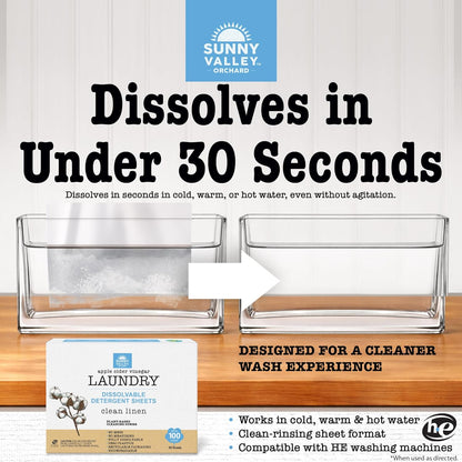 Biodegradable Laundry Detergent Sheets – Clean Linen (2 Pack)