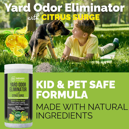 Nature's Pure Edge Yard Odor Eliminator. Perfect for Artificial Grass, Patio, Kennel, and Lawn. Instantly Removes Stool and Urine Odor. Long Lasting. Kid and Pet Safe.
