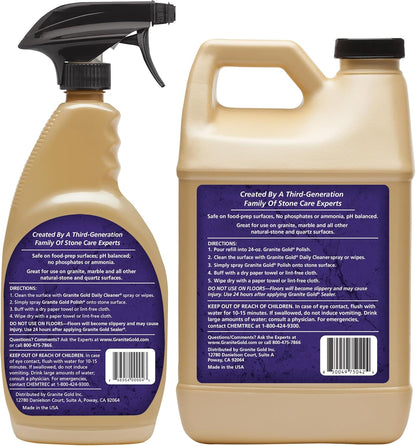 Granite Gold Polish Spray, Streak-Free Shine for Granite, Quartz, Marble, Travertine, Natural Stone Countertops, 24 Fl Oz (Pack of 1)